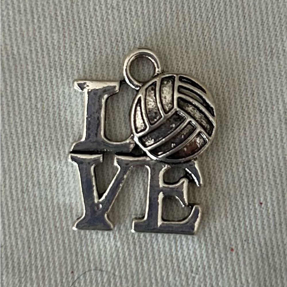 Silver Volleyball Love Charm Pendant